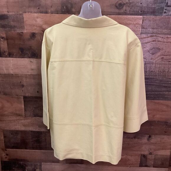 Lafayette 148 Jacket Blazer Swing Coat Snap Front Yellow Pockets Bell Sleeves 14 - Picture 11 of 15